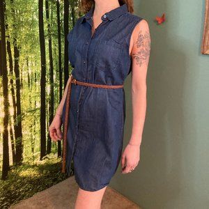 Wax Jean Dark Denim Button-Up Dress